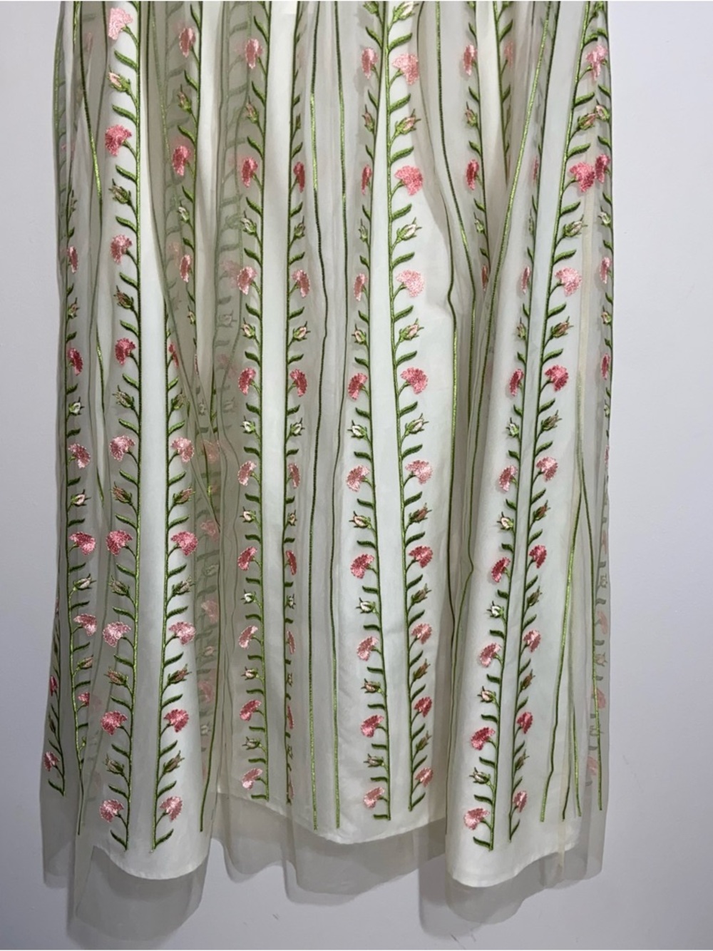 Talbots Skirt Womens Size 10 Embroidered Tulle Linear Floral Fit & Flare Midi - Picture 9 of 14